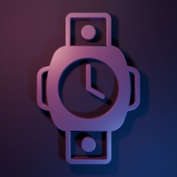 Purple Diving watch icon isolated on purple-blue background. Diving underwater equipment. Minimalism concept. 3D render illustration