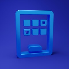 Fototapete - Blue Graphic tablet icon isolated on blue background. Minimalism concept. 3D render illustration