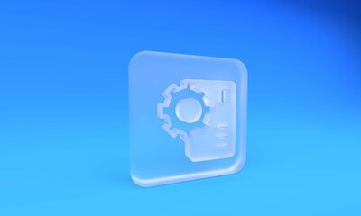 Poster - Frosted glass Neural network icon isolated on blue background. Artificial intelligence AI. Square frosted glass button. 3D render illustration