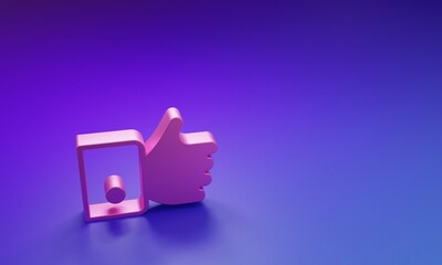 Aufkleber - Pink Hand like icon isolated on purple-blue background. Minimalism concept. 3D render illustration