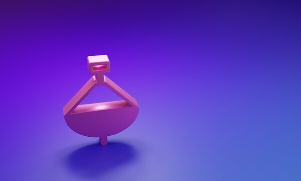Pink Whirligig toy icon isolated on purple-blue background. Minimalism concept. 3D render illustration