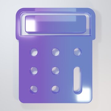 Purple-blue Calculator icon isolated on grey background. Accounting symbol. Business calculations mathematics education and finance. Minimalism concept. 3D render illustration