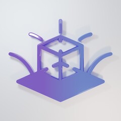 Fototapete - Purple-blue 3d modeling icon isolated on grey background. Augmented reality or virtual reality. Minimalism concept. 3D render illustration