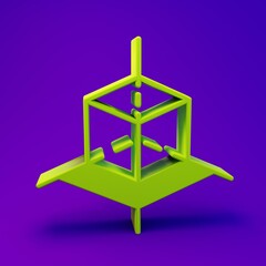 Fototapete - Green 3d modeling icon isolated on purple-blue background. Augmented reality or virtual reality. Minimalism concept. 3D render illustration