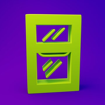 Green Window in room icon isolated on purple-blue background. Minimalism concept. 3D render illustration