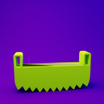 Green Two-handed saw icon isolated on purple-blue background. Minimalism concept. 3D render illustration