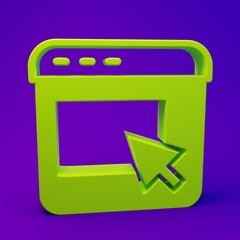 Fototapete - Green Advertising icon isolated on purple-blue background. Concept of marketing and promotion process. Responsive ads. Social media advertising. Minimalism concept. 3D render illustration