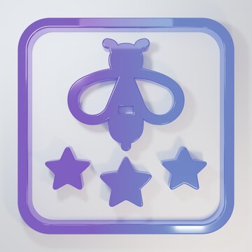 Purple-blue Type of bee icon isolated on grey background. Sweet natural food. Honeybee or apis with wings symbol. Flying insect. Minimalism concept. 3D render illustration