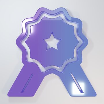 Purple-blue Five stars customer product rating review icon isolated on grey background. Favorite, best rating, award symbol. Minimalism concept. 3D render illustration