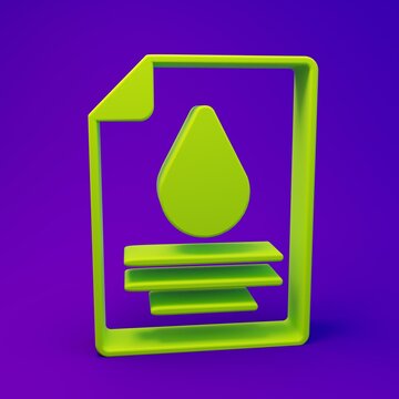 Green Contract money and pen icon isolated on purple-blue background. Banking document dollar file finance money page. Minimalism concept. 3D render illustration