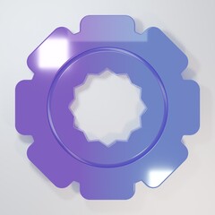 Fototapete - Purple-blue Gear icon isolated on grey background. Cogwheel gear settings sign. Cog symbol. Minimalism concept. 3D render illustration