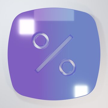 Purple-blue Discount percent tag icon isolated on grey background. Shopping tag sign. Special offer sign. Discount coupons symbol. Minimalism concept. 3D render illustration