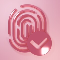 Poster - Pink Fingerprint icon isolated on pink background. ID app icon. Identification sign. Touch id. Minimalism concept. 3D render illustration