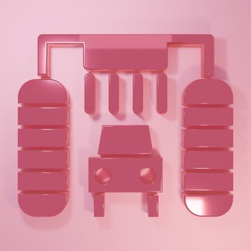 Pink Car wash icon isolated on pink background. Carwash service and water cloud icon. Minimalism concept. 3D render illustration
