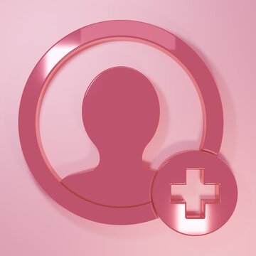 Pink Create account screen icon isolated on pink background. Minimalism concept. 3D render illustration