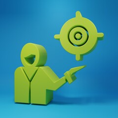 Poster - Green Marketing target strategy concept icon isolated on blue background. Aim with people sign. Minimalism concept. 3D render illustration
