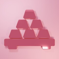 Poster - Pink Gold bars icon isolated on pink background. Banking business concept. Minimalism concept. 3D render illustration
