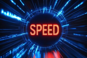 Poster - Futuristic Speedometer Dial for High-Tech Internet Technology and Website Speed Loading Benchmarking