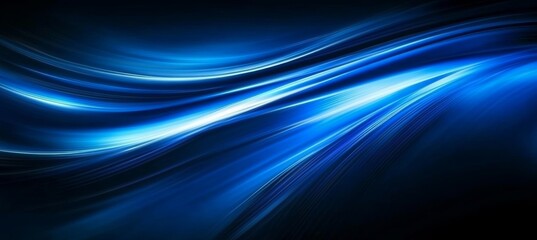 Poster - Dynamic and Glowing Curves Against a Dark Blue Backdrop Representing Speed and Technology Themes