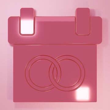 Pink Calendar icon isolated on pink background. Event reminder symbol. Minimalism concept. 3D render illustration