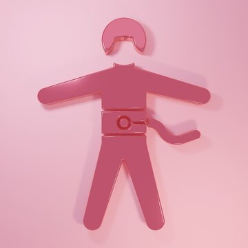 Pink Bungee jumping icon isolated on pink background. Minimalism concept. 3D render illustration