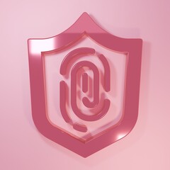 Poster - Pink Fingerprint icon isolated on pink background. ID app icon. Identification sign. Touch id. Minimalism concept. 3D render illustration