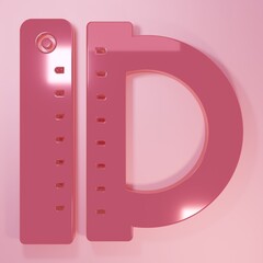 Poster - Pink Protractor grid for measuring degrees icon isolated on pink background. Tilt angle meter. Measuring tool. Geometric symbol. Minimalism concept. 3D render illustration