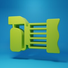 Poster - Green Photo camera icon isolated on blue background. Foto camera. Digital photography. Minimalism concept. 3D render illustration