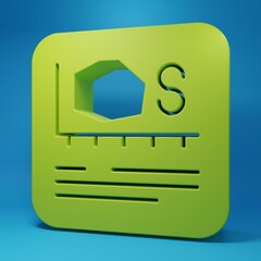 Fototapete - Green Area measurement icon isolated on blue background. Minimalism concept. 3D render illustration