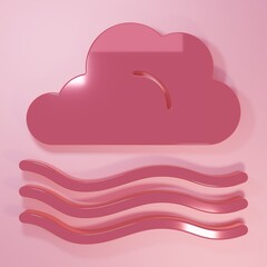 Poster - Pink Windy weather icon isolated on pink background. Cloud and wind. Minimalism concept. 3D render illustration