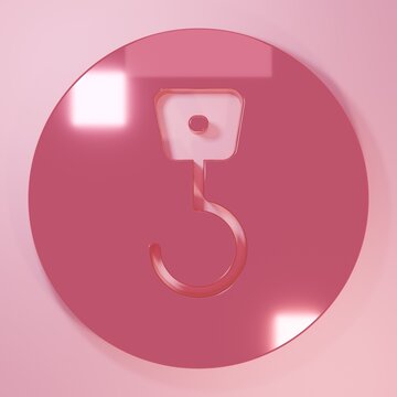 Pink Industrial hook icon isolated on pink background. Crane hook icon. Minimalism concept. 3D render illustration