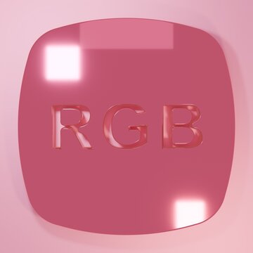 Pink Speech bubble with RGB and CMYK color mixing icon isolated on pink background. Minimalism concept. 3D render illustration
