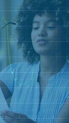 Poster - Animation of financial data processing over diverse business people in office