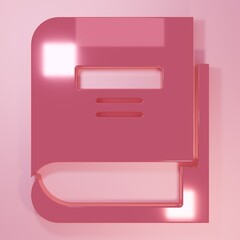 Poster - Pink Book icon isolated on pink background. Minimalism concept. 3D render illustration