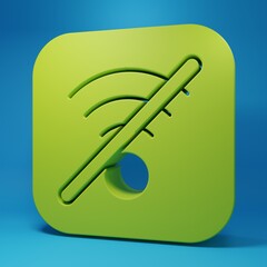 Poster - Green No Wi-Fi wireless internet network symbol icon isolated on blue background. Minimalism concept. 3D render illustration