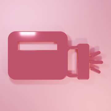 Pink Flashlight icon isolated on pink background. Minimalism concept. 3D render illustration