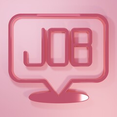 Poster - Pink Search job icon isolated on pink background. Recruitment or selection concept. Human resource and recruitment for business. Minimalism concept. 3D render illustration