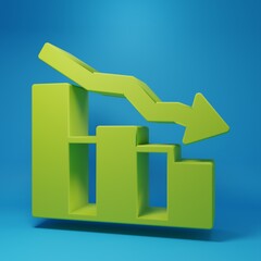 Poster - Green Financial growth increase icon isolated on blue background. Increasing revenue. Minimalism concept. 3D render illustration