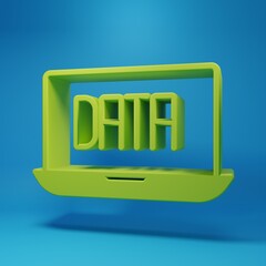 Poster - Green Financial growth increase icon isolated on blue background. Increasing revenue. Minimalism concept. 3D render illustration