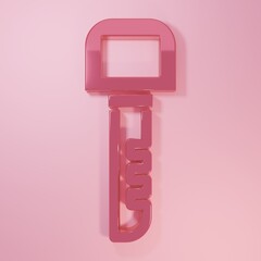 Poster - Pink Key icon isolated on pink background. Minimalism concept. 3D render illustration