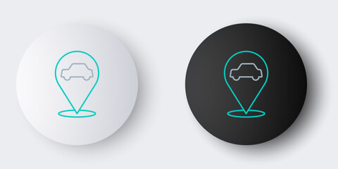 Poster - Line Location with car service icon isolated on grey background. Auto mechanic service. Repair service auto mechanic. Colorful outline concept. Vector