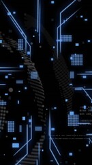Poster - Animation of circuit board and digital data processing over black background