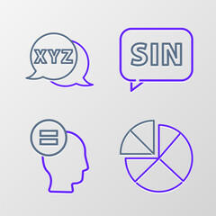 Poster - Set line Graph, schedule, chart, diagram, Calculation, Mathematics function sine and XYZ Coordinate system icon. Vector