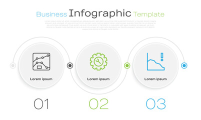 Poster - Set line Graph, chart, diagram, Wrench and gear and Financial growth decrease. Business infographic template. Vector