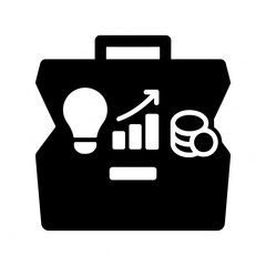 Aufkleber - Black Pictogram Silhouette Icon Business Strategy Sign, Growth, Idea, and Finance Tools