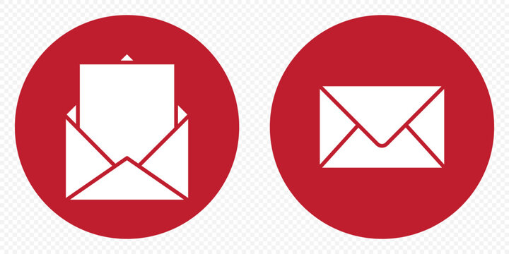 Red Envelope Icon Set - Mail and Email Symbol Vector Design. Mail icon set. email icon vector. E-mail icon. Envelope illustration. Envelope icon, Mail icon vector for web, computer and mobile app.