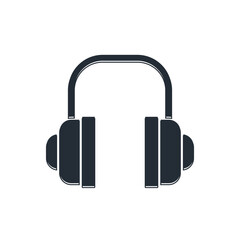 Poster - Black Headphones icon isolated on white background. Support customer service, hotline, call center, faq, maintenance. Vector