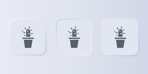 Poster - Grey Cactus and succulent in pot icon isolated on grey background. Plant growing in a pot. Potted plant sign. Set icons in square buttons. Vector