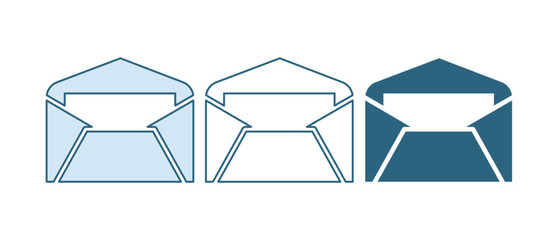 Poster - Blue Envelope icon isolated on white background. Email message letter symbol. Vector