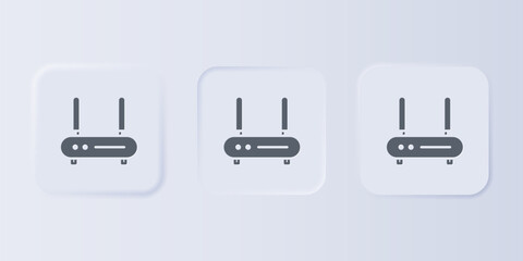 Aufkleber - Grey Router and wi-fi signal icon isolated on grey background. Wireless ethernet modem router. Computer technology internet. Set icons in square buttons. Vector